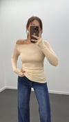 Noa Açık Bej Düşük Omuz Drapeli Soft Touch Body