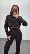 Noir Antrasit Leopar Desenli Premium Hırka