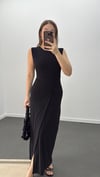 Patrica Siyah Drapeli Maxi Elbise