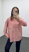 Pembe-Beyaz Çizgili Tek Cepli Gömlek