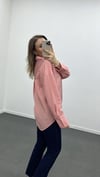 Pembe-Beyaz Çizgili Tek Cepli Gömlek