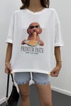 Puffy Poodle Baskılı Oversize Tshirt