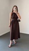 Riposa Kahve Halter Yaka Drapeli Maxi Elbise