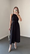 Riposa Siyah Halter Yaka Drapeli Maxi Elbise