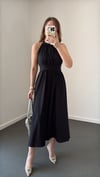 Riposa Siyah Halter Yaka Drapeli Maxi Elbise