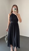 Riposa Siyah Halter Yaka Drapeli Maxi Elbise