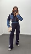 Romina Lacivert Denim Mix Şardonlu Ceket-Eşofman Takımı