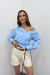 Samira Ekru Yüksel Bel Kot Şort