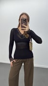 Shadow Siyah Dantel Detaylı Kaşmir Karışımlı Bluz