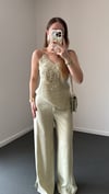 Shebnem Açık Yeşil Modal Dantelli Bluz Ve Pantolon Takımı