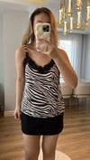 Siyah Beyaz Zebra Desenli Dantelli Atlet