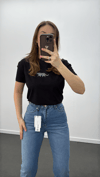 Siyah Mavi Kaplan Baskılı Basic Tshirt