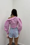 Suzy Pembe Kruvaze Tasarım Gömlek Bluz