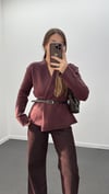 Talin Acı Bordo Kemerli Premium Triko