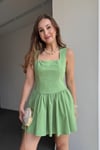Tinker Yeşil Korsajlı Mini Elbise