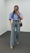 Town Taş Aksesuarlı Yüksek Bel Straight Leg Jeans