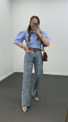 Town Taş Aksesuarlı Yüksek Bel Straight Leg Jeans