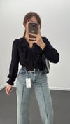 Violeta Siyah Dantel İşlemeli Özel Tasarım Gömlek