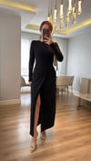 Zafira Siyah Drapeli Maxi Elbise