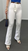 ZR Beyaz Extra Yüksek Bel Full Likralı Flare Jeans