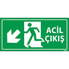 Fotolümenli Decota Acil Çıkış Exıt Levhası Ok Yönü Sol Aşağı 12x24