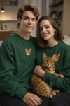 Bengal Kedi Desenli Sevgili Sweatshirt – İç Baskı Sevgililer Günü Çift Kombini