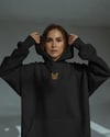 Bengal Kedili Hoodie Unisex %100 Pamuk | Siyah Kapüşonlu Sweatshirt Göğüs Ortası Minimal Logo