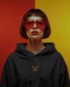 Bengal Kedili Hoodie Unisex %100 Pamuk | Siyah Kapüşonlu Sweatshirt Göğüs Ortası Minimal Logo