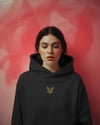 Bengal Kedili Hoodie Unisex %100 Pamuk | Siyah Kapüşonlu Sweatshirt Göğüs Ortası Minimal Logo