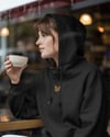 Bengal Kedili Hoodie Unisex %100 Pamuk | Siyah Kapüşonlu Sweatshirt Göğüs Ortası Minimal Logo