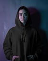 Bombay Kedili Hoodie Unisex %100 Pamuk | Siyah Kapüşonlu Sweatshirt Göğüs Ortası Minimal Logo