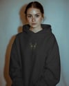 Bombay Kedili Hoodie Unisex %100 Pamuk | Siyah Kapüşonlu Sweatshirt Göğüs Ortası Minimal Logo