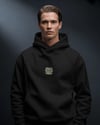 British Shorthair Kedili Hoodie Unisex %100 Pamuk | Siyah Kapüşonlu Sweatshirt Göğüs Ortası Logolu