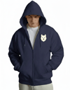 Erkek Beyaz Husky Baskılı Oversize Fermuarlı Hoodie