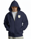 Erkek Beyaz Husky Baskılı Oversize Fermuarlı Hoodie