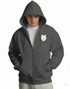 Erkek Beyaz Husky Baskılı Oversize Fermuarlı Hoodie