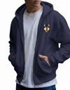 Erkek Husky Baskılı Oversize Fermuarlı Hoodie