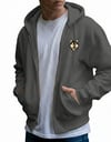 Erkek Husky Baskılı Oversize Fermuarlı Hoodie