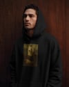 Erkek Mona Lisa Husky Baskılı Siyah Hoodie – 3 İplik Şardonlu Kapüşonlu Sweatshirt