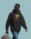 Erkek Mona Lisa Husky Baskılı Siyah Hoodie – 3 İplik Şardonlu Kapüşonlu Sweatshirt