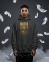 Erkek Mona Lisa Kedi Baskılı Siyah Hoodie – 3 İplik Şardonlu Kapüşonlu Sweatshirt