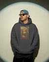 Erkek Mona Lisa Kedi Baskılı Siyah Hoodie – 3 İplik Şardonlu Kapüşonlu Sweatshirt