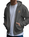 Erkek Pitbull Baskılı Oversize Fermuarlı Hoodie