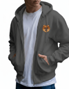 Erkek Pomeranian Baskılı Oversize Fermuarlı Hoodie