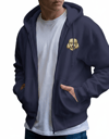Erkek Poodle Baskılı Oversize Fermuarlı Hoodie