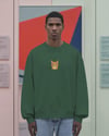 Erkek Sarı Tekir Kedisi Desenli Sweatshirt – Minimal Göğüs Baskılı, Unisex Rahat Kalıp