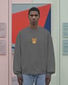 Erkek Sarı Tekir Kedisi Desenli Sweatshirt – Minimal Göğüs Baskılı, Unisex Rahat Kalıp