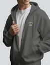 Erkek Scottish Fold Baskılı Oversize Fermuarlı Hoodie