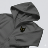 Erkek Siyah Kedi Baskılı Oversize Fermuarlı Hoodie
