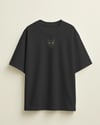 Erkek Siyah Kedi Baskılı Oversize Tişört – Minimal Black Cat Tasarım